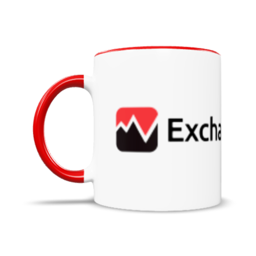 The cup for  is colored inside with a colored red handle with individual design 330 ml