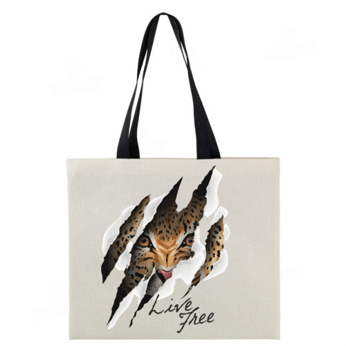 Sublimation Linen Horizontal Shopper with Black Handles 40.5*35.5 cm Live Free